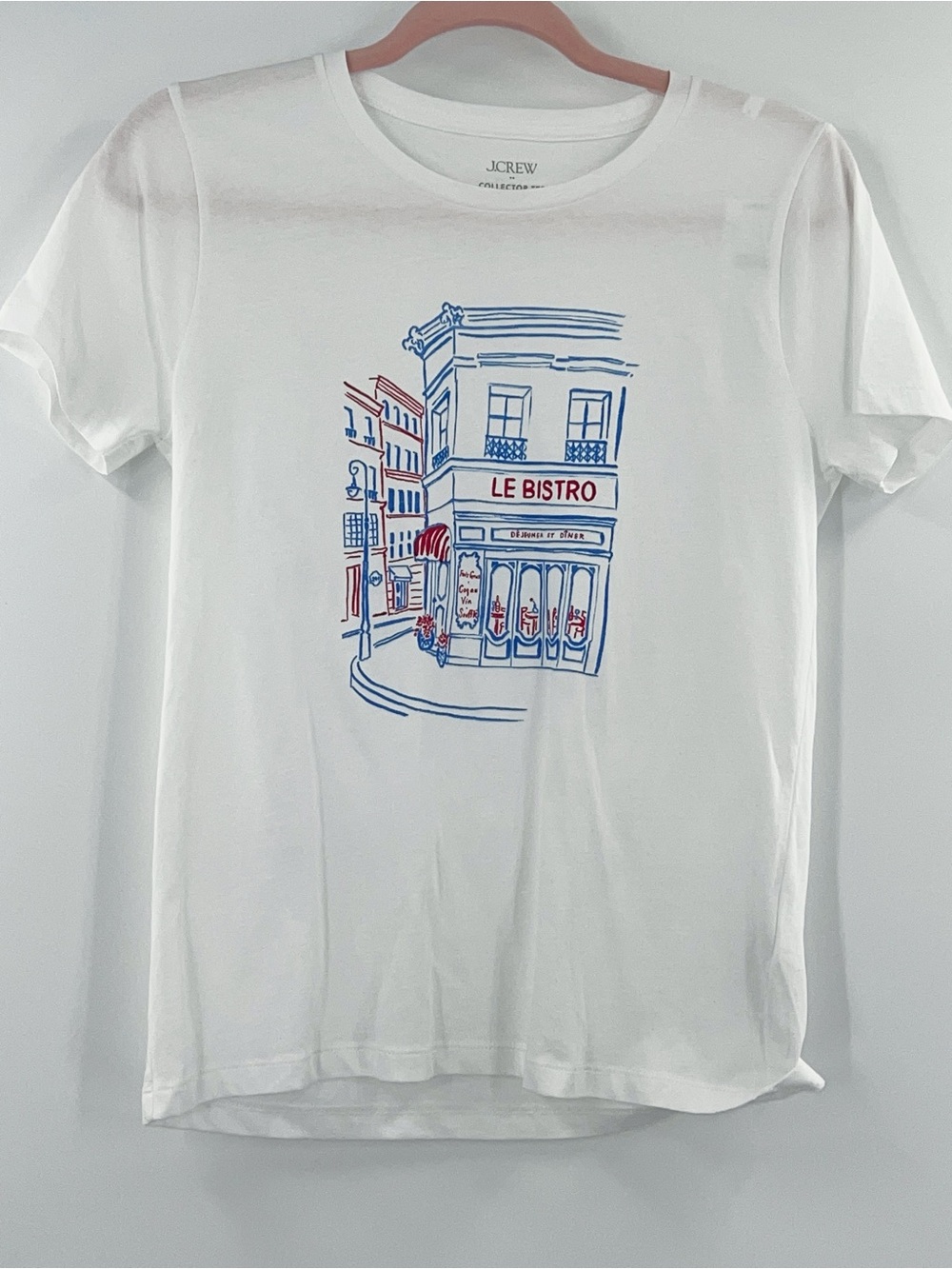 J Crew Factory NWT Bistro Graphic Tee in Le Bistro 100% Cotton size Small - Picture 2 of 9